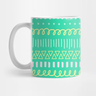 Doodle Tribal Stripes Green Mug